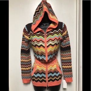 Missoni Hooded Zip Front Cardigan Sweater (L)